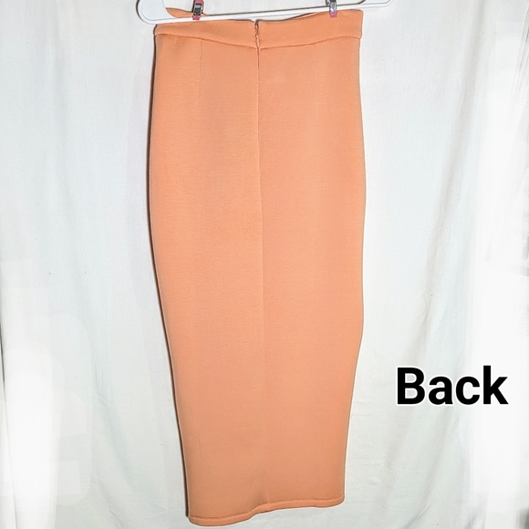 Jluxlabel Roxanne Peach Pencil Skirt with Thigh High Slit Size Medium NWT - Picture 3 of 7